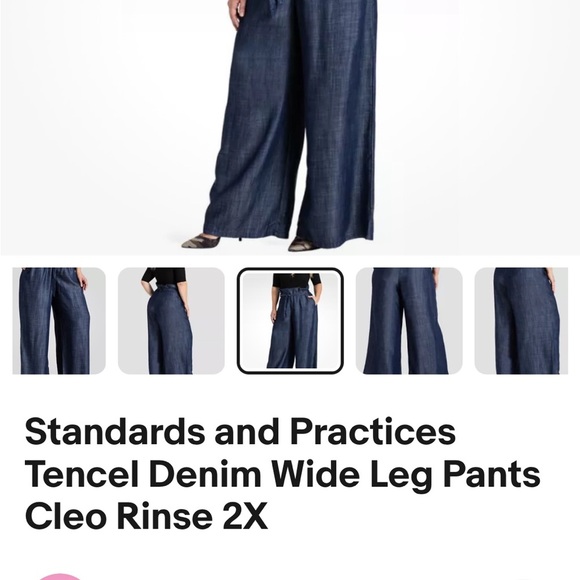 Standards and Practices Tencel Denim Cropped Wide Leg Pants with Belt Blue 22 - Picture 8 of 16